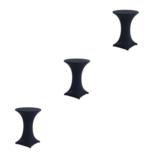 Decodeary Easy Care Elastic Cocktail Table Set High Foot Bar Cover Stain-resistant Hotel Wedding Party Table Cover Polyester black 3Set