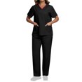 thumbnail image 2 of V Neck Scrubs for Women Set Scrubs Top Drawstring Straight Pants 4 Way Stretch Medical Nursing Uniforms Matching Sets, 2 of 6