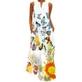 thumbnail image 1 of Pisexur Robe d'Été de Plage pour Femme, Robe Longue Formelle à Fleurs, Manches Courtes, Col en V, Décontractée, Ample, Grande Taille, avec Poches, 1 of 9