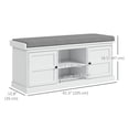 thumbnail image 3 of HOMCOM Storage Shoe Bench with Cushion, 2 Cabinets for Entryway, White, 3 of 10