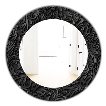 Designart 'Obsidian Impressions 10' Modern Mirror - Oval or Round Wall Mirror - 32x32
