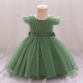 thumbnail image 2 of Toddler Mesh Tutu Dresses Ruffle Sleeve Multi-layer Tulle Flower Wedding Birthday Summer Baby Girls Dress 6M-3Y, 2 of 9