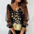 thumbnail image 2 of CEHVOM Blouse à Manches Longues en Maille Imprimée pour Femmes, Col en V, Tunique Chandail, 2 of 5