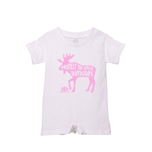 Protéger le Grand Air Justaucorps pour Bébé T-Romper - Blanc - Logo Rose - 24M