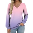 thumbnail image 1 of T-Shirts pour Femmes à Col en V à Manches Longues Imprimés Décontractés Amples, 1 of 6