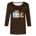 thumbnail image 4 of Xihbxyly Hauts Grande Taille pour Femmes Manches 3/4 T-shirt Imprimé Col Rond de Pâques Manches 3/4 Chandail Col Rond Cadeau de Vacances, 4 of 5