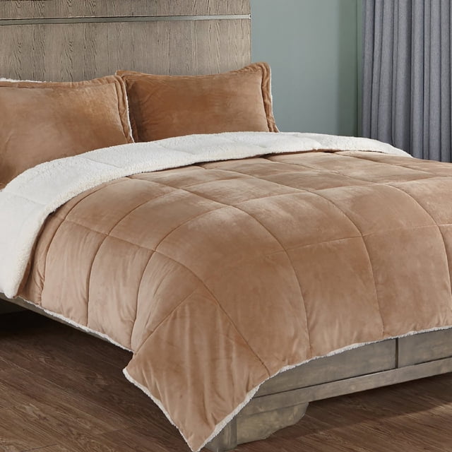 3 Piece Sherpa Reversible Down Alternative Comforter Set