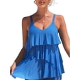 thumbnail image 1 of Charmo Ruffled Flounce Swim Tops for Womens V Neck Flowy Tankini Tops Padded Swimsuit Tops Only, 1 of 5