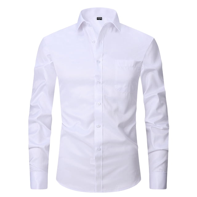 RXIRUCGD Cardigan pour Homme à Col Rabattu Uni, Chemise Haut de Bureau à Boutons, Blanc, Taille : TG