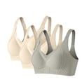 thumbnail image 1 of Amzcrzy 3PC Womens Bras Comfortable Supportive Lift Push up Bra Trendy Solid Color Ribbed Seamless T Shirt Bra 2XL, 1 of 8