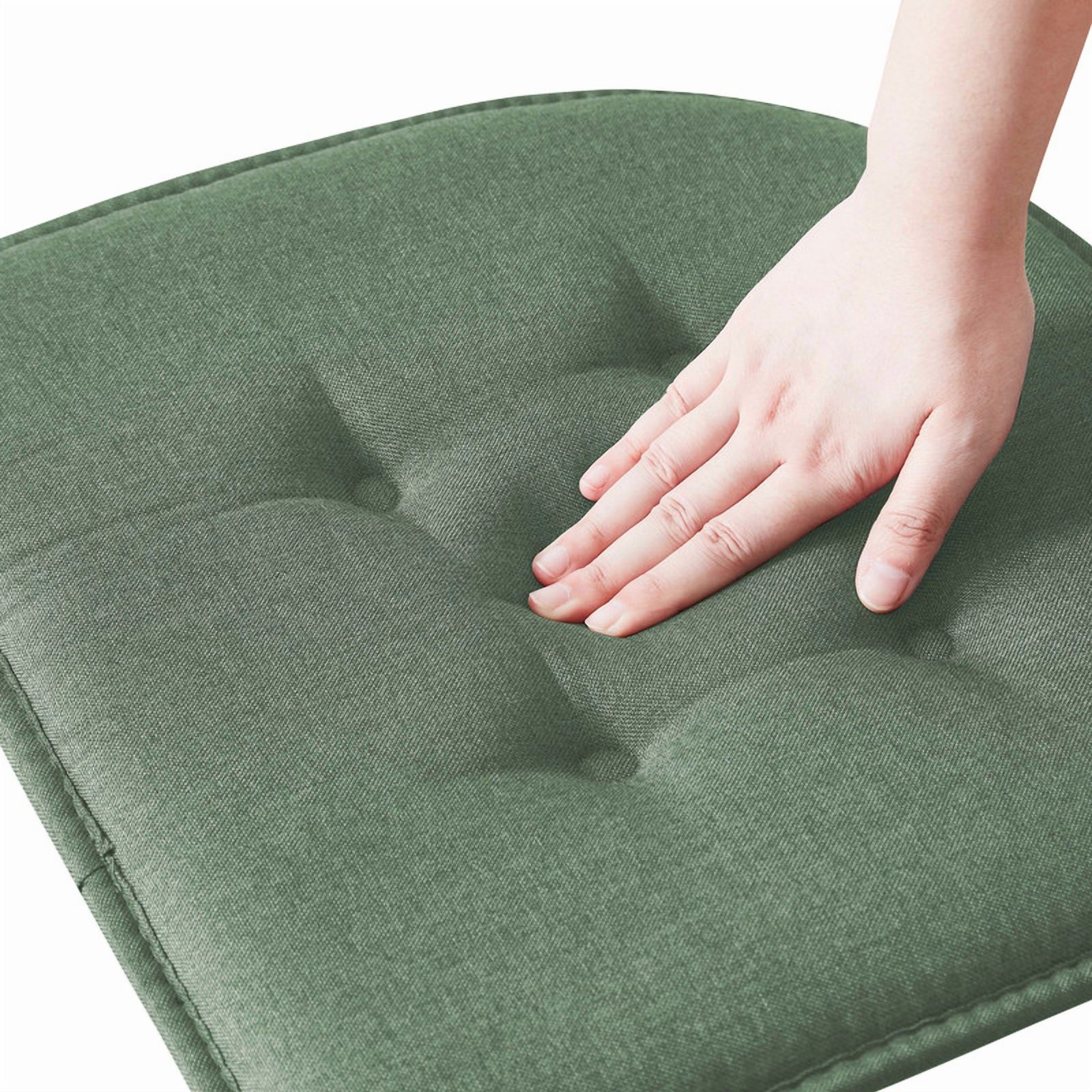 Coussins de chaise en mousse à mémoire de forme en forme de U, capitonnés et antidérapants, pour chaises de bureau et de cuisine, ensemble de 6, vert
