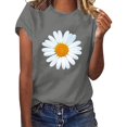thumbnail image 4 of SMihono Hauts pour Femmes Été Mode Décontractée Femme Décontractée Marguerite Col Rond Imprimé Blouse Manches Courtes T-Shirt Été Hauts T-Shirt Oversize pour Femmes, 4 of 6