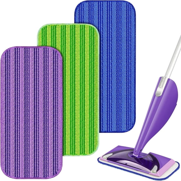 QUTETN 3 Pack Reusable Mop Pads Compatible with Swiffer Wet Jet Wet Jet Pads Refills for Swiffer Mop Washable Mop Refill Pads Wet Pads for Floor Cleaning Wet Dry Use for Any Floor Types