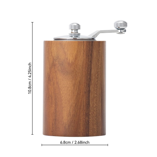 Wozhuo Vintage Wood Pepper Mill Adjustable Ceramic Grinder Refillable Spice Grinder