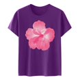 thumbnail image 4 of LUOGENLI T-shirts pour Femme pour Femmes Mode Décontractée Chemises Imprimées Col Rond Manches Courtes T-Shirt Hauts Tunique Blouse T-shirts Vintage pour Femmes T-Shirt Graphique Vêtements d'Été Violet G, 4 of 4