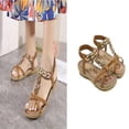thumbnail image 2 of Bohemian Flat Flower Rhinestone Sandals Outer Beach Sandals, 2 of 9