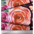 thumbnail image 3 of Soimoi Tissu en Coton Cambric Imprimé Feuilles & Roses par Yard 42 Pouces de Large, 3 of 3