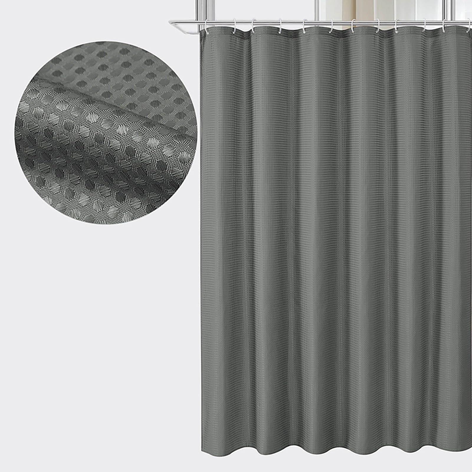 Shower Curtain, Shower Curtains for Bathroom, Fabric Shower Curtain - Waffle Textured Fabric Shower Curtains for Bathroom, 70.87x70.87"