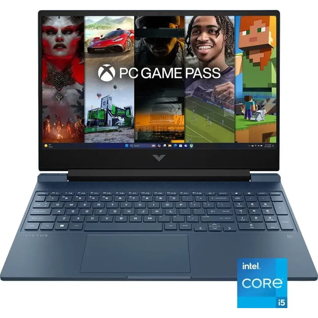 HP Victus 15.6-inch Full HD 144Hz Gaming Laptop in Performance Blue, featuring a 12th Gen Intel Core i5-12450H processor, 16GB memory, and 512GB SSD. Equipped with NVIDIA GeForce RTX 3050 graphics, a 15.6-inch FHD anti-glare IPS display with 144Hz refresh rate, and Windows 11 Home. Includes Wi-Fi 6, Bluetooth 5.3, numeric keypad, and HP Dual Speakers with B&O tuning. Ideal for gaming and multitasking.