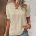 thumbnail image 2 of B91xZ Womens Summer Fashion 2024 Loose Fit V Neck Cotton Basic Solid Color Tees Tops,Beige L, 2 of 5
