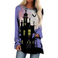 thumbnail image 2 of T-shirts Surdimensionnés pour Femmes 2023 Col Ras du Cou T T-Shirts à Imprimé d'Halloween Manches Courtes T-Shirt Blouse Hauts Costumes d'Halloween pour Femmes, 2 of 5