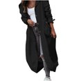 thumbnail image 1 of CEHVOM Women's Color Casual Large Lapel Mid Length Trench Coat Clearance, 1 of 7