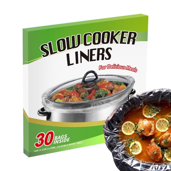 Doublures pour Mijoteuse (30 Doublures), Doublures de Casserole 14 Pouces X 22 Pouces pour 6-10 Pintes, Sacs de Cuisson Jetables Adaptés aux Casseroles Ovales et Rondes, Sans BPA (14 Pouces X 22 Pouces)