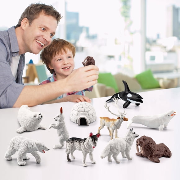 RXIRUCGD Jouets 10 Pcs Badgers de Miel Figurines Décoration Maison Éducatif Préscolaire Animaux d'Hiver Arcti Noël