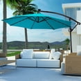 thumbnail image 1 of Costway 10FT Patio Offset Umbrella Solar Powered LED 360Degree Rotation Aluminum Turquoise, 1 of 10