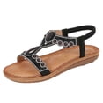 thumbnail image 2 of Tranfacy Summer Shoes,Womens Sandals,Women Large Bohemian Elastic Rhinestone Flower Roman Sandals, 2 of 4