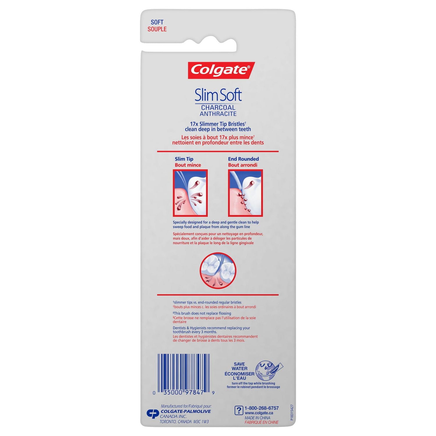Colgate Slim Soft Brosse à Dents Anthracite Lot de 4