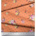 thumbnail image 2 of Soimoi Orange polyester Crepe Fabric Leaves,Small Circle & Floral Printed Fabric 1 Yard 52 Inch Wide, 2 of 3