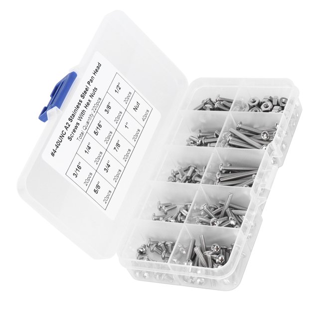 Jeu de Vis à Plateau Croisé, Résistance à la Corrosion 304 Kit de Vis en Acier Inoxydable Fileté Profond Assorti pour les Réparateurs Utiliser 180pcs 8-32unc, 220pcs 4-40unc, 250pcs 6-32UNC
