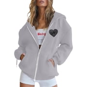 Winter Blank Sweat Shirts for Women Womens Plain Pullover Hoodies Zip up Tunic Hoodie Hoodies Sweatshirt for Women Women's Zip Up Hoodie With Print Long Sleeve Drawstring Pocket Casual Black XXL