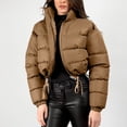 thumbnail image 4 of Économies d'Automne/hiver! srobpty Manteau Matelassé à Manches Longues pour Femmes, Veste à Capuche Décontractée Colorée à Manches Longues pour Dames Kaki, G, 4 of 4