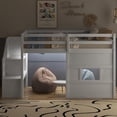 thumbnail image 2 of Euroco Lit Mezzanine en Bois Format Simple, Lit-Cabane avec Escalier de Rangement pour Enfants, Blanc, 2 of 17