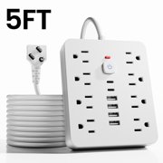 Surge Protector with 14 Functions, Featuring 8 AC Outlets And 6 USB Ports (Including 2 Type-C), Designed for Everyday for Home Use with Overload Safety