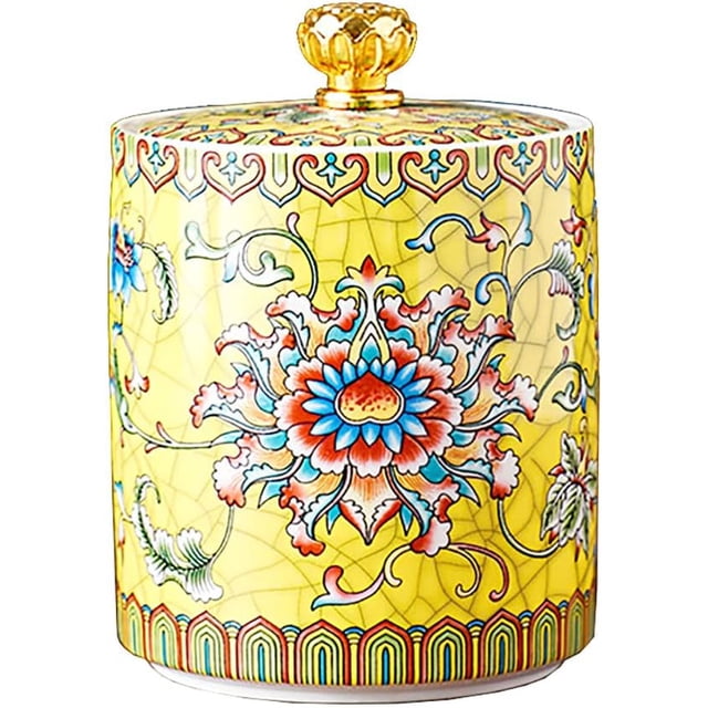 Enamel Ceramic Tea Caddy Tea Canister Tea Storage Container Tins Jar with Airtight Lid Water-proof Tank for Tea Coffee Herb Sugar Spice Nuts
