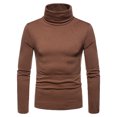 thumbnail image 1 of Homme Décontracté Uni Col Roulé Manches Longues Blouse Chandail de Base Chemise Blouse, 1 of 9