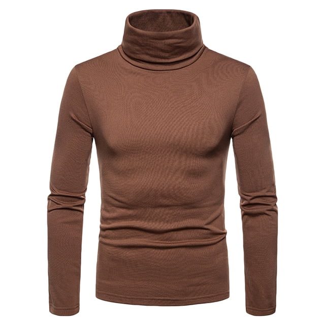 Homme Décontracté Uni Col Roulé Manches Longues Blouse Chandail de Base Chemise Blouse