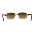 thumbnail image 2 of 90s Music Mogul Gangster Rapper Rimless Narrow Rectangle Luxury Sunglasses Gold Brown, 2 of 4