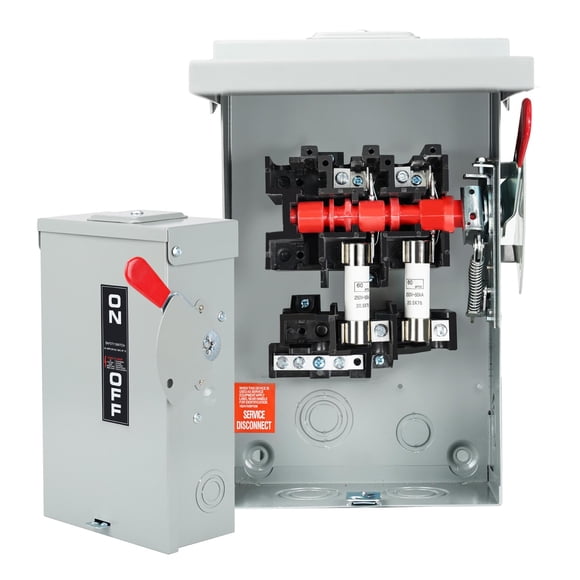 2P 60Amp 110/240V 2 Wire Fusible Heavy Duty Safety Switches,Ac Disconnect Switches Box,Quick Disconnect Safety Switch,Equipped w