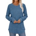 thumbnail image 3 of yoeyez Tunique en Tricot pour Femmes, Chandails à Manches Torsadées Patchwork, Col Ras du Cou Raglan, Chemises à Manches Longues, Hauts Mode Automne 2024, Bleu, TTG, 3 of 6