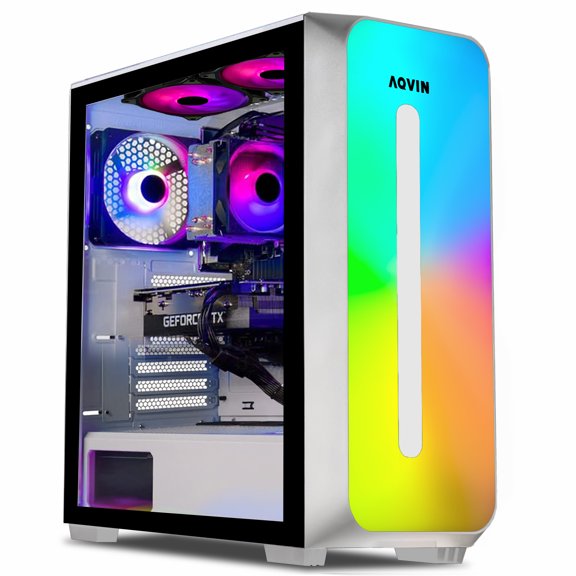 Gaming AQVIN - AQW60 Computer PC - Intel i7 Processor Up to 4.60Ghz, GeForce RTX 5060 8GB GDDR6, RGB Lights, 16GB RAM 1TB NVMe SSD Storage, RGB Keyboard & Mouse, Windows 11 Pro -Black