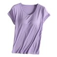 thumbnail image 1 of HNMKIU Pyjama d'Été Respirant T-Shirt à Manches Courtes avec Coussinet de Poitrine Bonnet de Soutien-Gorge Gilet à Demi-Manches Pyjama, 1 of 3