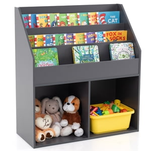 Gymax Kids Wooden Bookshelf Bookcase Children Toy Storage Cabinet Organizer