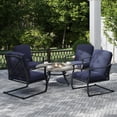 thumbnail image 1 of Mainstays Montclair 5-Piece Steel Outdoor Conversation Set with Fire Pit & Cushions, Blue, 1 of 9