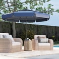 thumbnail image 1 of Costway 10 FT Solar Patio Umbrella with 32 LED Lights 3-Tier Vented Top & Ruffles Blue, 1 of 10
