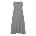 thumbnail image 4 of CHOK Robes Décontractées pour Femmes Couleur Unie Sans Manches Coton Lin Poches Longue Robe Dames Plage Été Robes, 4 of 8