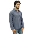 thumbnail image 2 of Atasi Kurta Gris pour Homme Chemise à Col Rabattu Col Ethnique Indien Vêtements-Petit, 2 of 7